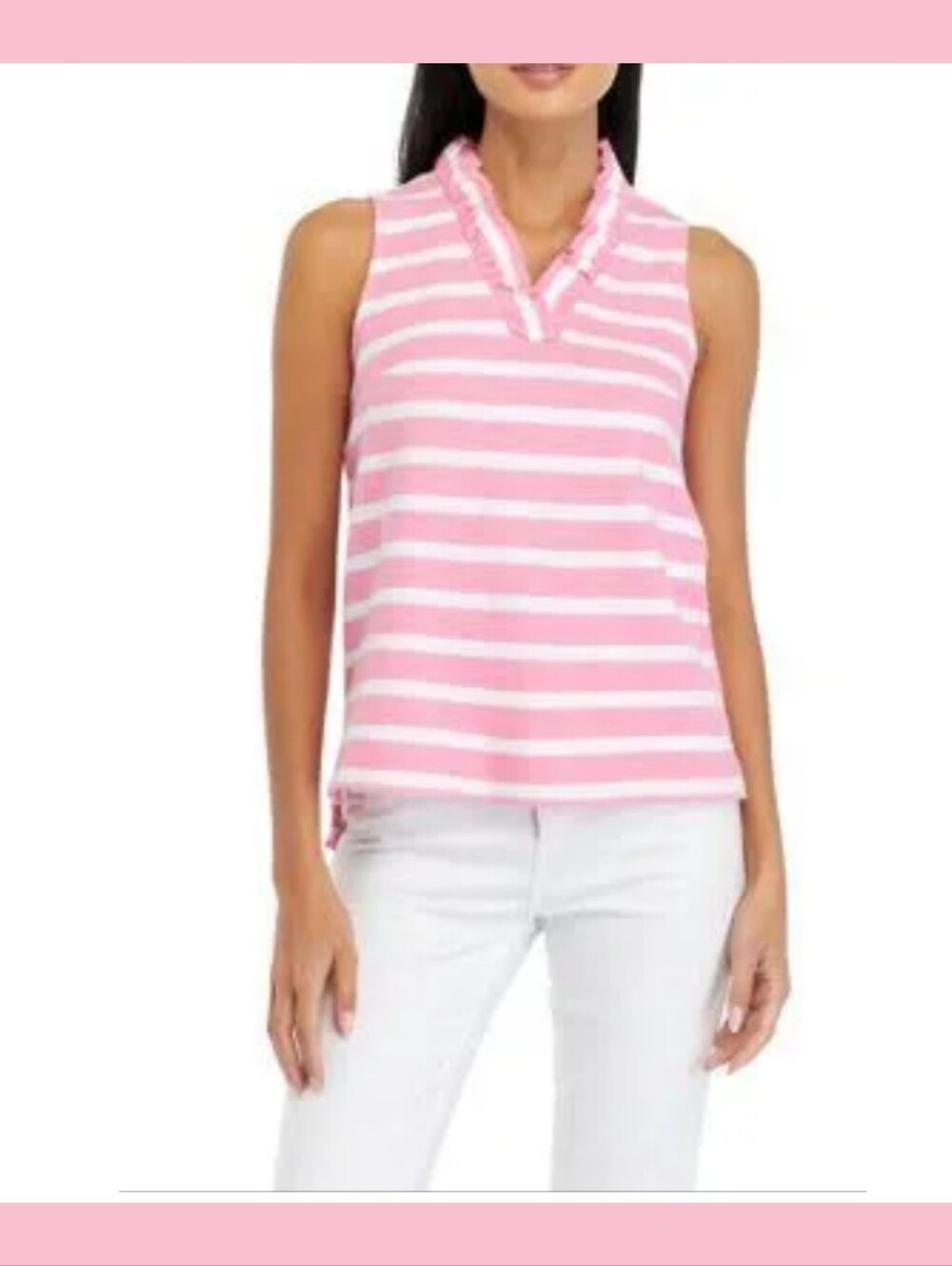 Crown & Ivy™Petite Sleeveless Knit Ruffle Neck Top